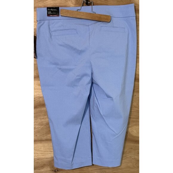 NWT Kim Rogers 14 Petite Capri Tummy Control Blue Pull On Pockets - Picture 2 of 11